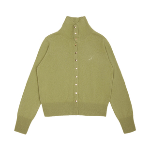 鹿王100%山羊绒衫女翻领开衫纯色针织衫毛衣内搭保暖25年秋冬新款