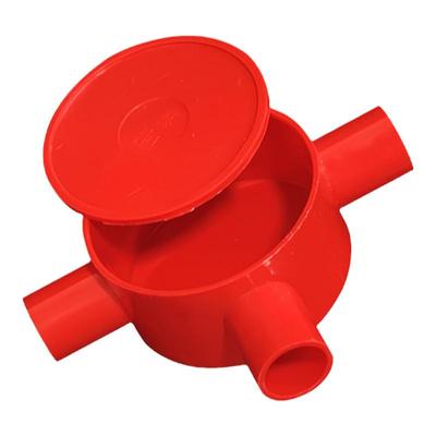 pvc三通接线盒家用分线盒司令盒红色底盒线管吊顶四通明盒过线盒