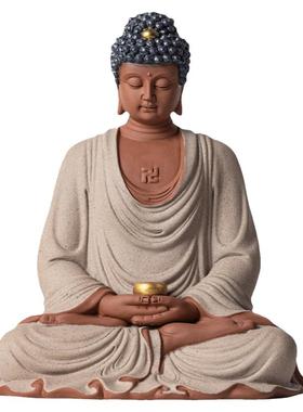 中式禅意紫砂如来佛像装饰摆件