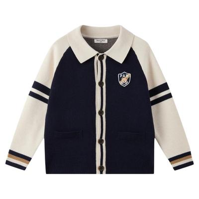 PawinPaw卡通小熊童装25年秋季新款男童翻领毛衣开衫外套学院风