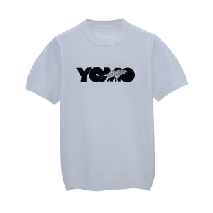 yomobrother短袖男款2026新款潮流猎豹刺绣修身针织上衣t恤短袖男