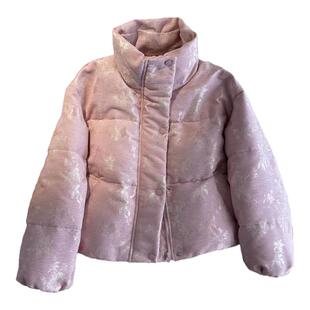 粉色小香风高级感提花羽绒服女90白鸭绒面包服2025超火冬装外套潮