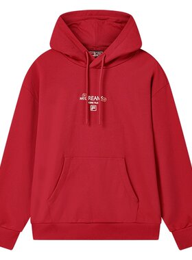 马上起飞FILA斐乐男女连帽卫衣2026春新款情侣海棠花同款上衣