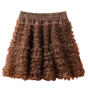 冬季芭蕾风多层次网纱短裙蛋糕裙半身裙女秋冬新款小个子蓬蓬纱裙