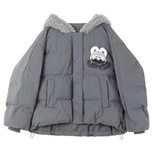 KEIKO 可爱树袋熊连帽棉服棉袄2025冬季时髦小个子加厚短款面包服