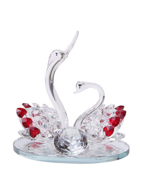 摆设水晶天鹅送朋友实用婚房摆件