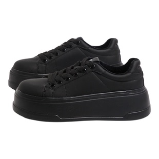 F21加绒厚底小黑鞋女2026新款秋冬超舒服增高百搭时尚黑色板鞋子