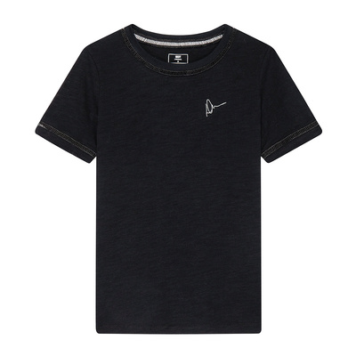 短袖T恤女纯棉圆领黑色镂空