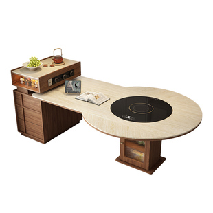 岛台方圆两用餐桌法式中古风泡茶一体可伸缩方变圆桌2026新款导台