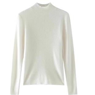 无缝一线成衣 100纯山羊绒衫女修身秋冬保暖毛衣半高领羊绒打底衫