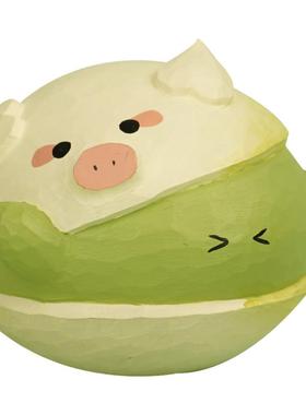 木雕车载礼物女生闺蜜解压猪摆件