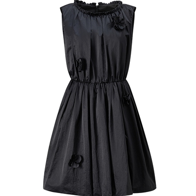 JASON WU2025秋季新款纯色气质高档精致立体花卉无袖花苞裙连衣裙