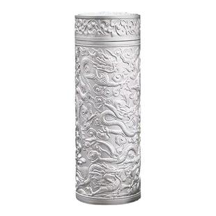 浮雕九龙银杯子S999纯银高档百福保温杯足银内胆银茶杯男士女刻字