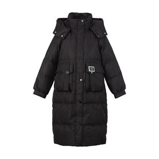 HONRN/红人中长款可拆连帽鸭绒保暖羽绒服外套女冬季HI59YR115