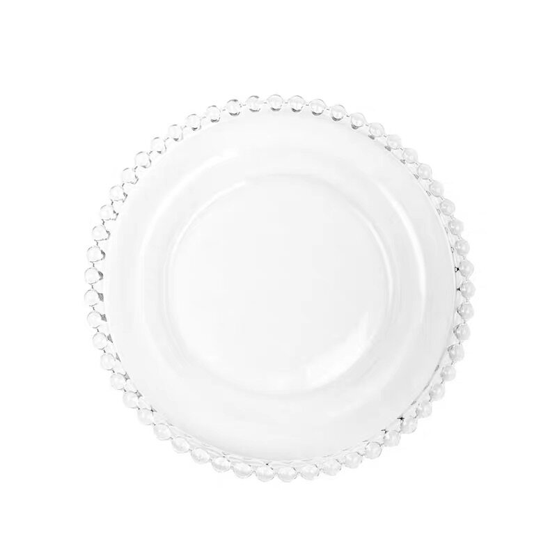 珍珠边缘玻璃brunch甜品店西餐盘