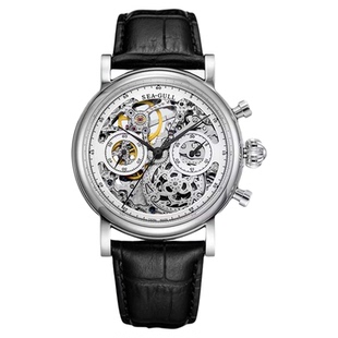 正品海鸥手表ST19高端皮带手动机械表男款复古计时码表男表M190S