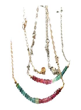 瑞铺水晶红蓝彩虹女18k包金吊坠