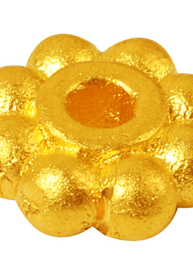 古法金24K文玩小配件足金999黄金迷你花纹隔片手串男女款实心隔珠