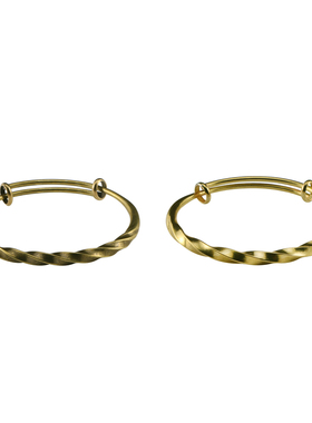 实心全铜手镯女简约扭花曲面推拉