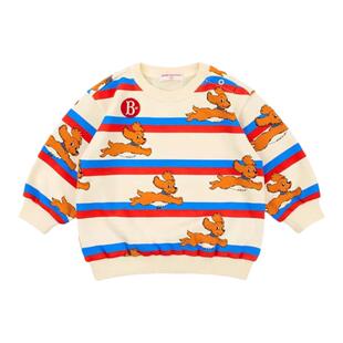 BEBEDEPINO贝贝品诺秋装童装满印jesse婴儿条纹运动套装