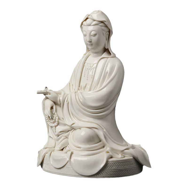 戴玉堂陶瓷摆件林吉祥《坐蒲团持经观音》观世音菩萨佛像家居饰品