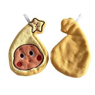 可爱卡通毛绒擦手巾厨房卫生间挂件黄色吸水珊瑚绒星星人加厚加大