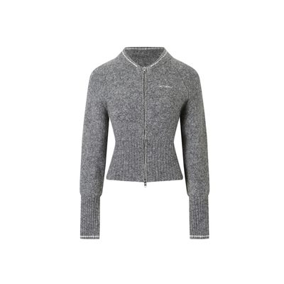 JAC FLEURANT2025秋冬新款灰色棒球针织开衫女短款羊毛衫外套厚