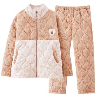 南极人珊瑚绒女睡衣加绒加厚冬季女2025新款保暖法兰绒家居服套装