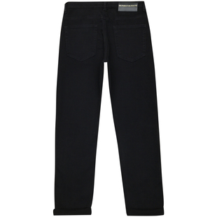 秋季百搭黑色宽松直筒牛仔裤男大码男装九分纯黑商务休闲长裤冬季