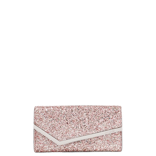 [新年礼物]JIMMY CHOO/EMMIE 女士粉色闪粉链条晚宴包手拿包JC