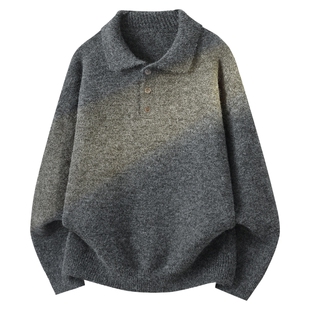 班尼路SK轻奢复古风polo领针织衫男加厚保暖毛衣美式休闲羊毛衫YS