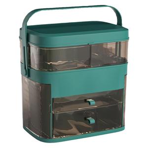 化妆品收纳盒防尘护肤品大容量化妆箱子 桌面LED带镜子储物置物架