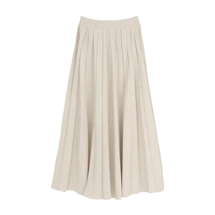 MOBAI默白 高腰压褶针织半身裙冬季新款加厚a字显瘦百褶长裙女