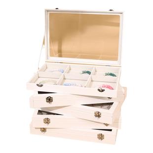 大容量白皮带盖珠宝箱首饰收纳盒手镯手链饰品盒项链耳环盒戒指箱