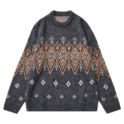 复古提花费尔岛毛衣外套