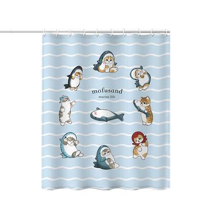 洗澡间浴帘厕所防水隔断日漫猫