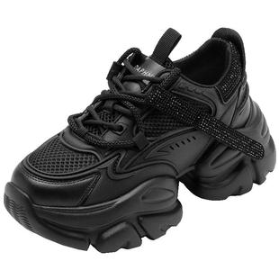 达芙妮黑色老爹鞋女2025新款秋冬季百搭鞋子女鞋厚底鞋增高运动鞋