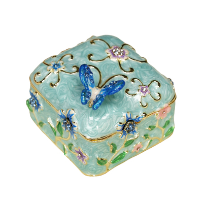 复古花朵小蝴蝶装饰首饰盒