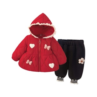 女童加绒套装秋冬2026新款洋气女宝宝时髦衣服儿童冬装棉服两件套