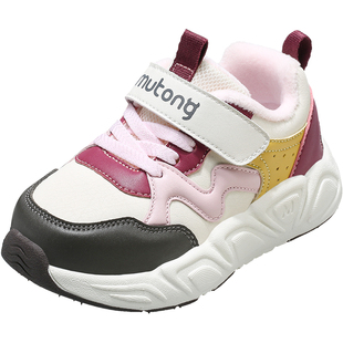 牧童儿童运动鞋冬季轻便减震户外男童跑步鞋软底加绒保暖女童棉鞋