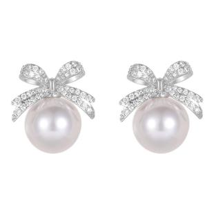 DODOGOGO仿珍珠耳钉蝴蝶结耳环2026新款轻奢耳钉高级感巨好看耳饰