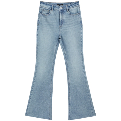 bebe2025秋季新款女士通勤风高腰紧身显瘦微喇牛仔裤311012