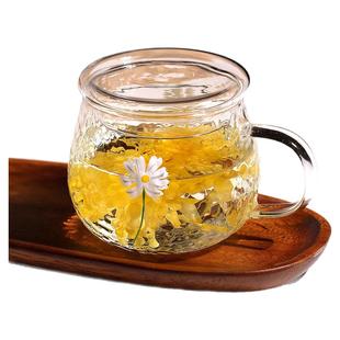 玻璃水杯家用耐热防爆花茶杯微波炉加热杯女牛奶麦片杯带把咖啡杯