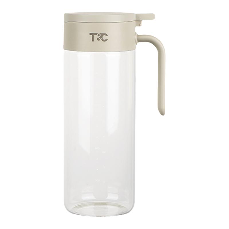 T&C翻盖玻璃冷水壶免拧盖耐高温家用冷泡茶壶白开水大容量凉水壶