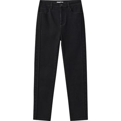 播商场同款24秋黑色高腰修身窄款直筒小脚牛仔裤女BDR3KD3202