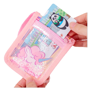 韩版流沙卡套创意简约学生校园卡套可爱少女挂脖公交车饭卡交通工作证件门禁卡透明银行胸卡工牌带挂绳