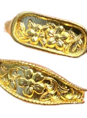 PURE古法金色錾刻小花戒指中式复古国风高颜值旗袍小红书新款女戒