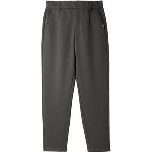 HLA/海澜之家休闲九分裤秋冬季新款微弹稍厚毛呢黑色锥形裤子男士