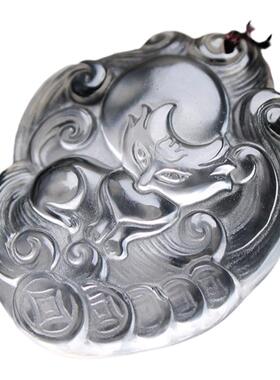 如鸿男女白水晶九尾狐吊坠