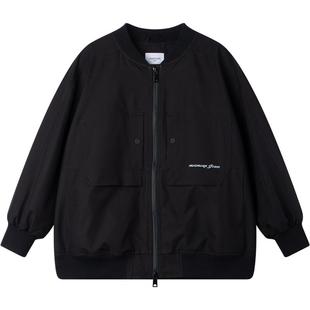 【bomber飞行员】潮牌工装夹克黑色不褪色美式外套棒球领男童